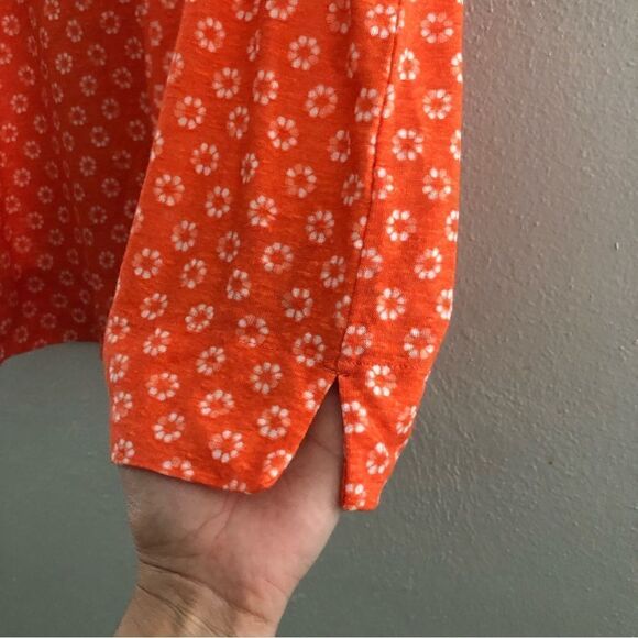 J Jill linen v-neck sleeveless orange tank top woman’s XS ditzy floral - Picture 5 of 6